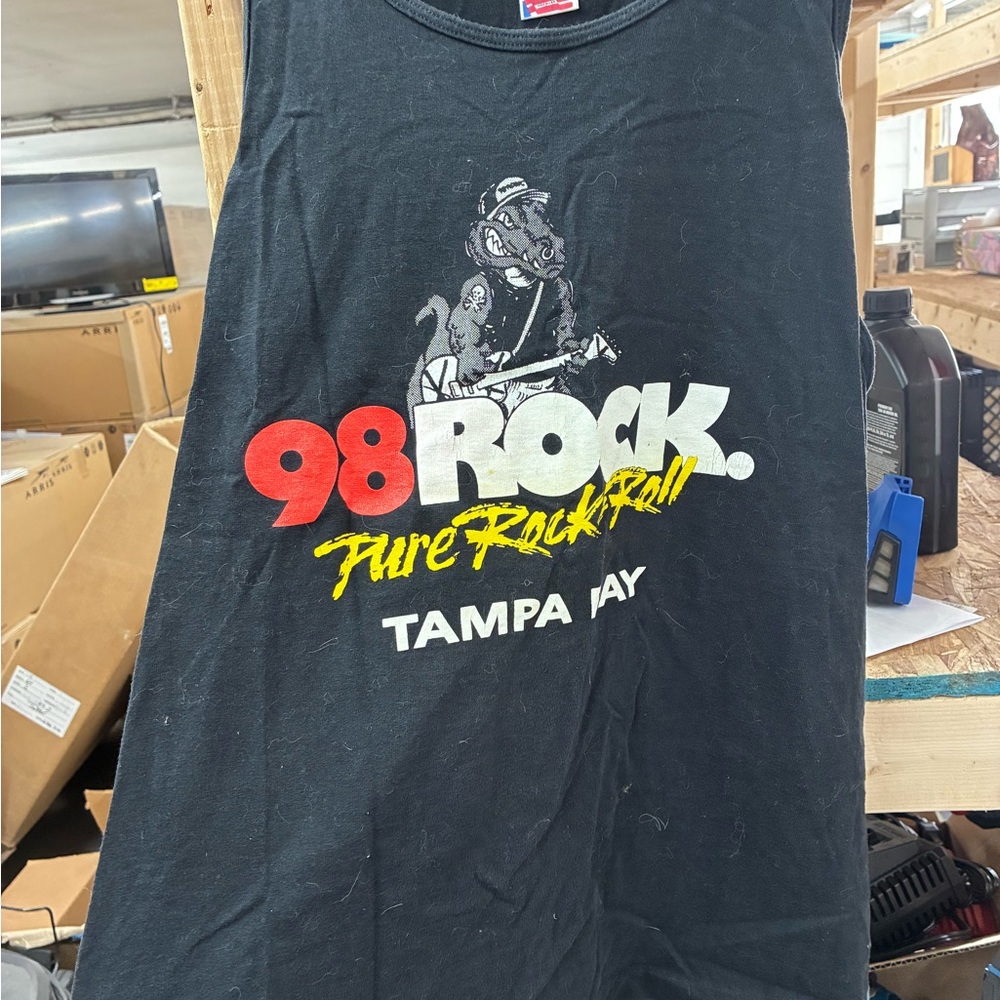 Vintage Tampa Bay 98 Rock Black Tank Top